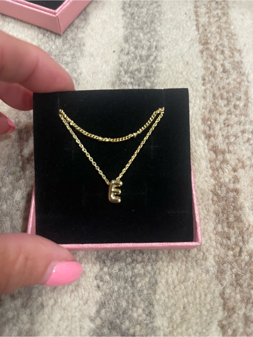 Gold tone Initial 'E' Layered Necklace for Women